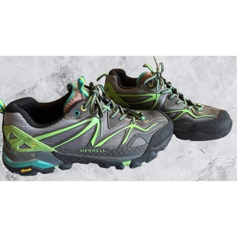 Merrell Capra Sport Hiking Shoes Womens 9 Grey Wild Dove Green Vibram; Men's 7.5